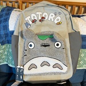 Gray Totoro Backpack with Plush Detail